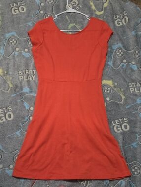 Old Navy Coral Orange Cap-Sleeve Fit & Flare Mini Dress